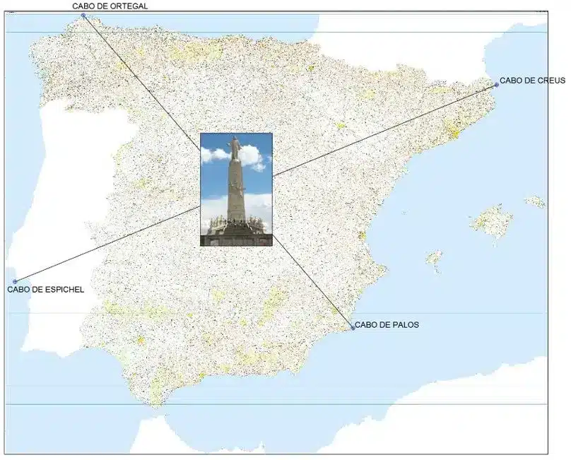 Puntos singulares utilizados por el Sr. Belda para la determinación del Centro Geográfico Peninsular.